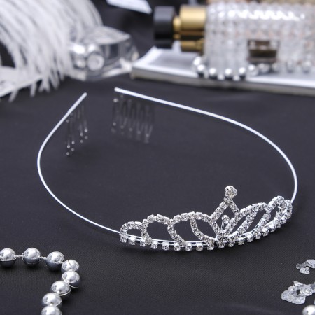 Hair diadem "Virginia" droplets, 3 cm, silver