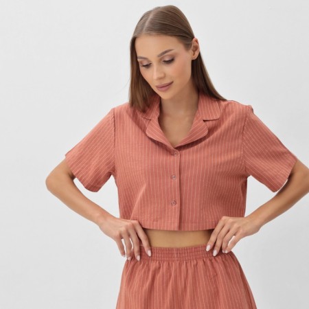 Female pajamas (shirt and shorts) KAFTAN "strip" R.44-46, coral-4