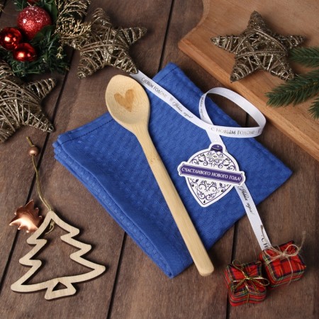 New Year's gift set of Snow: Blue towel 35x60cm, HL 100%, waffle 220g/m2-1