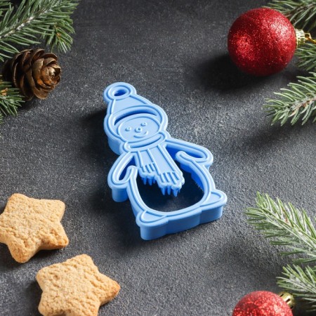 Books Form "Snowman", Cutting, Stamp, 9.5 × 5.5 cm, Blue Color-1