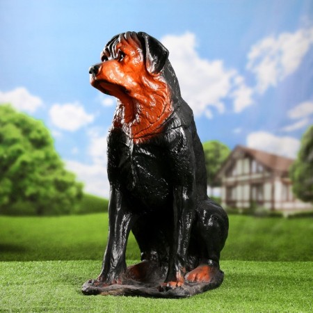 Garden figure "Rotweiler sitting" large 22x40x65cm-1