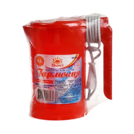 Electric kettle SHAMS SH-002 Harmony, 0.5 L, plastic, 800 W, red-7
