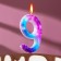 Candle in the cake on the skewer "Galaxy", the number 9, 9 cm, giant