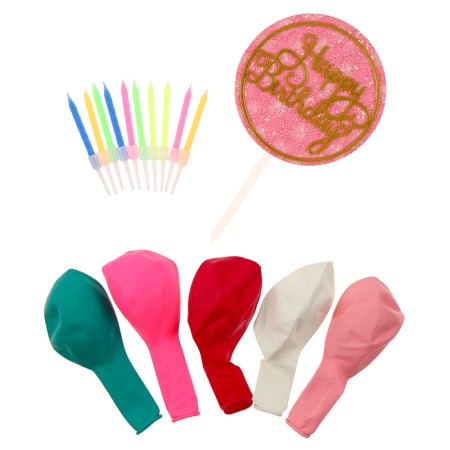 Set for decorating the table "Happy Birthday": candles, topper, balls, set 16 pcs in a set.-3