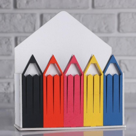 Kashpo wooden 18 × 7 × 20.4 cm envelope "pencils", white-2