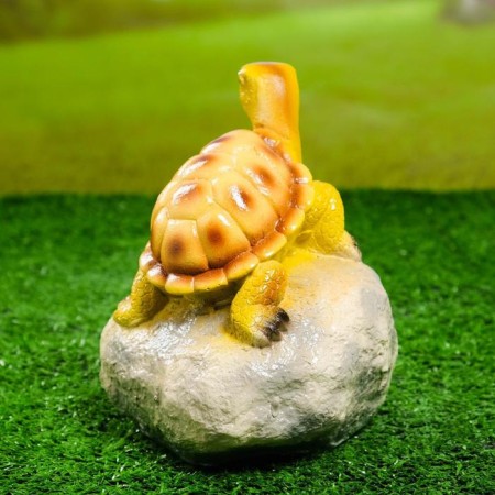 Garden figure "Turtle on Stone" 11.5x11.5x17cm-2