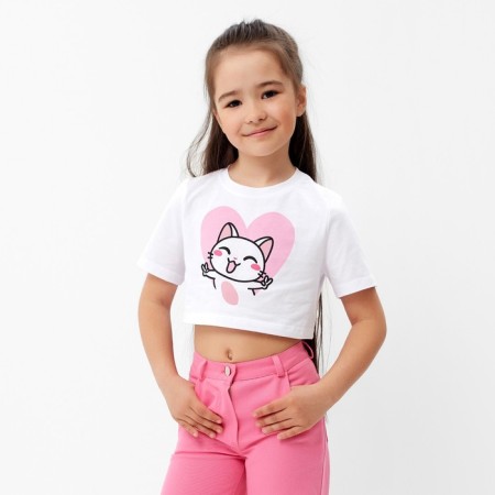 T -shirt Children's shortened KAFTAN "Kotik", p. 28 (86-92 cm), white