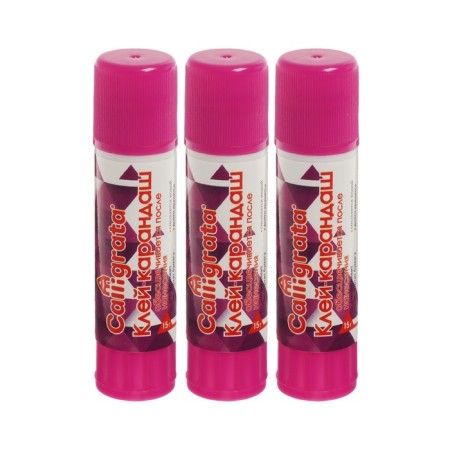 A glue pencil 15 grams PVA is colored, a set of 3 pcs, with a color indicator, bleaching after drying-1