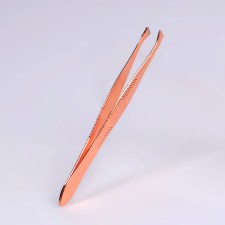 Pinzet begged, narrow, 9 cm, color pink gold