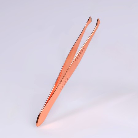 Pinzet begged, narrow, 9 cm, color pink gold