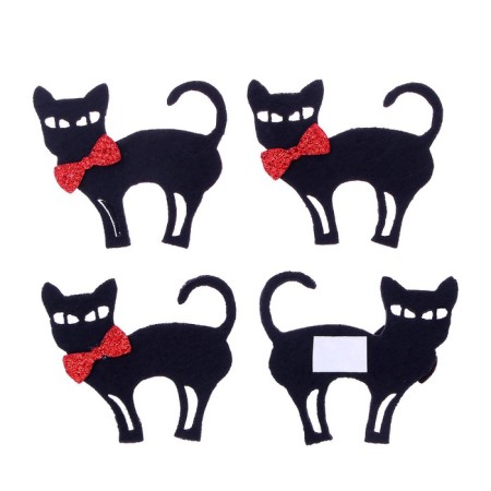 Adhesive -based decor “Cat with a bow” set of 4 pcs., Size 1 pcs: 5.3 × 4.5 cm-1