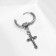 Piercing in the ear "Ring" Cross, d = 12 mm, color black silver