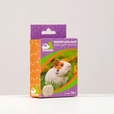 Mineral stone "Pigger" for rodents apple with coal, 70 g