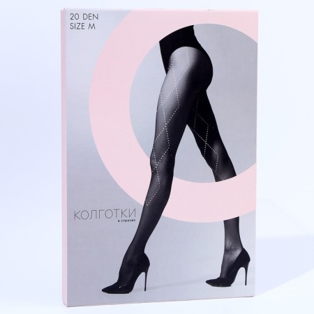 Female tights "rhinestones", silver, black color, size m-2