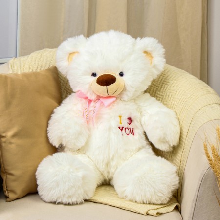 Soft toy "Bear" I love you, 60 cm, white color
