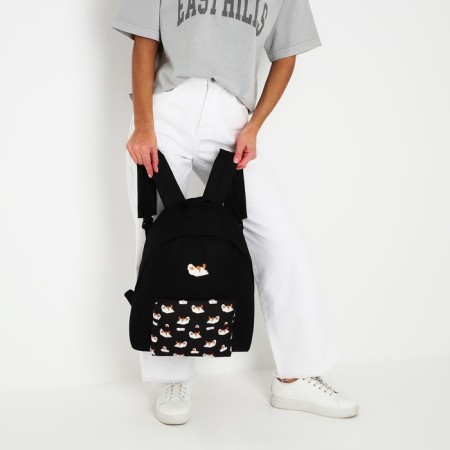 School textile "Ducks", with a pocket, black color-8