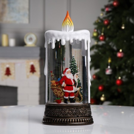 LED figure "Candle with Santa Claus" 13.8 × 30 × 8.4 cm, plastic, AAX3 batteries (not in the kit), USB, glow warm white-1