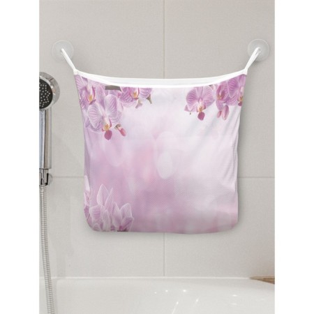 Organizer in a bath on suction cups "Cloud orchids", for storing toys and trifles, size 33x39 cm