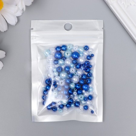 Beads for creativity plastic "Round. Assorted blue" d = 3-8 mm, set 10 grams-2