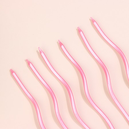 Candles for cake twisted "serpentine" 6 pcs, cocktail, pink glare-2