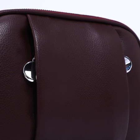 Cross-Body bag on zippers, external pocket, burgundy color-3