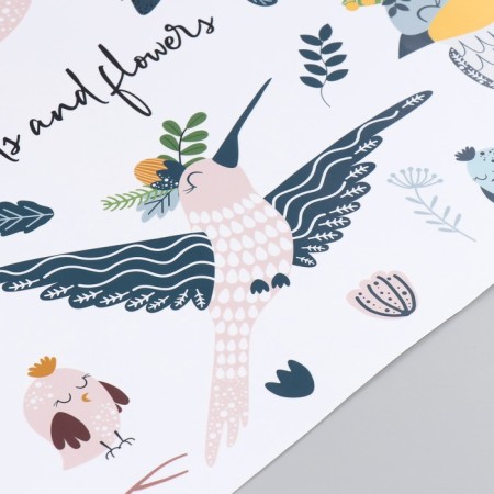 Sticker Plastic Interior color "Birds with flowers on the head" 60x90 cm-2