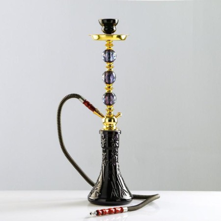 Hookah "Maadid", 50 cm, 1 pipe, black flask, gold mine