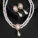 Set 2 objects: earrings, Antoinette necklace, a flash, white color in gold, 40 cm