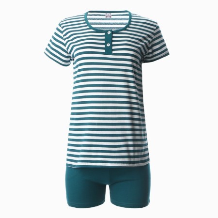 Women's set (T -shirt/shorts), emerald strip color, size 48-6