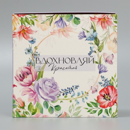 Gift folding box, packaging, "flowers", 14 x 14 x 8 cm-3