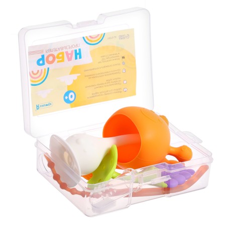 A set of teething, brush, rubble on the hand, fruit, 4 pcs.-10