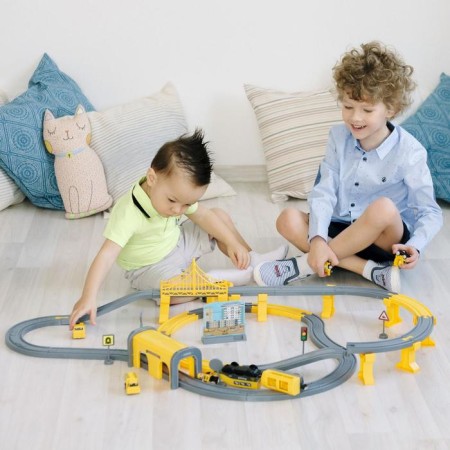 Railway for children "Construction venue", 92 items, on batteries with sound-8