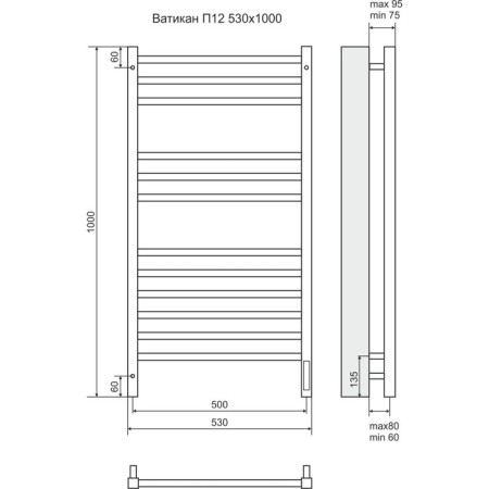Terminus electrician “Vatican” P12, 500x1000mm, Sensor Quick Touch, Chrome-2
