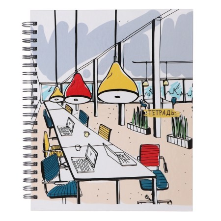 A notebook of 96 sheets in a cage on the crest "Office", a solid cover, glossy lamination, mix-3