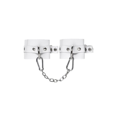 Handcuffs Pecado BDSM, soft with grirts, genuine leather, white-1