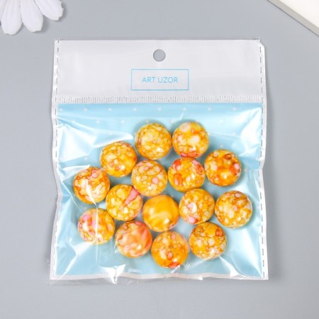 Beads for creativity plastic "Marble. Yellow" set of 15 pcs 1.7x1.7x1 cm-2