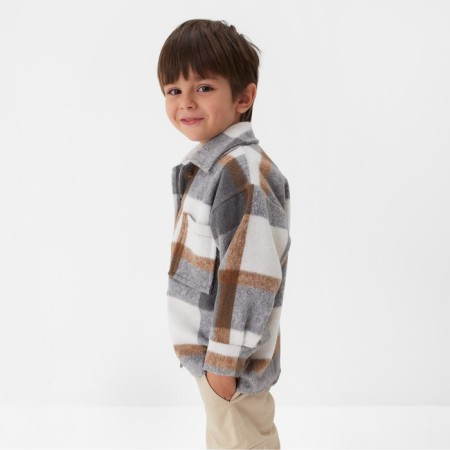 Children's shirt kaftan insulated, gray-beige color, size 30 (98-104 cm)-2
