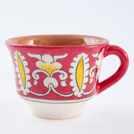 Tea couple Rishtan ceramics "Patterns", 100 ml, (plate 10cm, cup 7.5cm), red-3