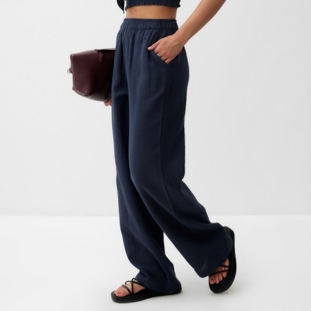 Women's trousers, free cut MIST MUSLIN size XS, col. grey-2