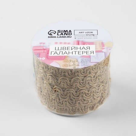 Braid decorative canvas “thin wave”, 12 mm, 10 ± 0.5 m, beige color-3