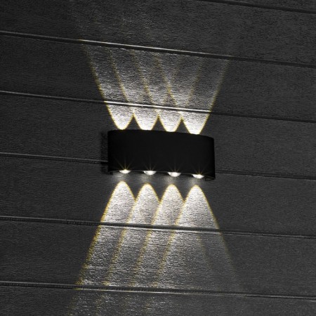 Lamp wall cover Duwi Nuovo 210x42x78mm 8W plastic 4200K IP 54 Black 8 rays 990522-9