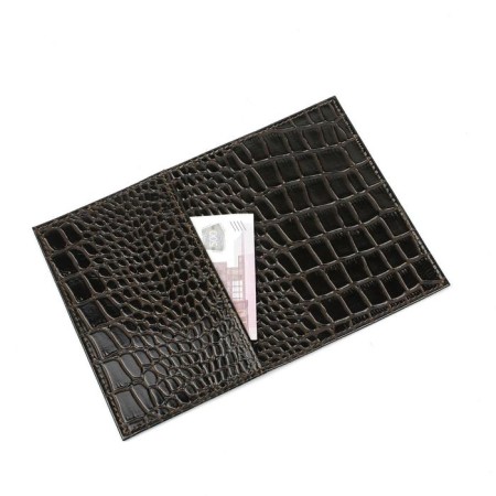 Cover on the passport n/k, without fastener, pocket 1, color brown crocodile P406