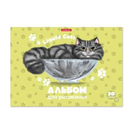 Album for drawing A4, 30 sheets, Erichkrause, liquid cats, on glue