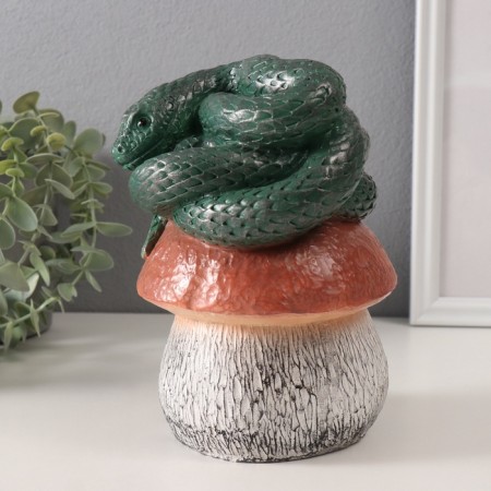 New Year's piggy bank "Snake on the mushroom" 11 x11 x 18 cm.-4
