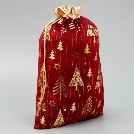 Bag gift plush “heat and love”, Christmas trees, embossing, 20 x 30 cm +/- 1.5 cm, New Year-1
