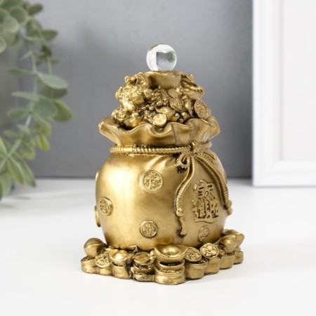 NECKE Polystone for bronze "Two toads on a bag with coins" 7.2x6.2x12 cm-2