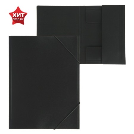 A4 elastic band A4, 500 μm Calligrata, Koreshka 4 mm, up to 300 sheets, embossing "Sand", black