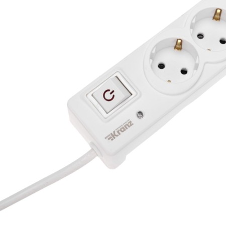Network filter 5 nests, 5m, 3x1.5mm², with auto -wrap, 2 USB, white Kranz-2