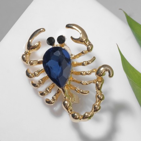 Brooch "Scorpio" drop, black and blue color in gold-2