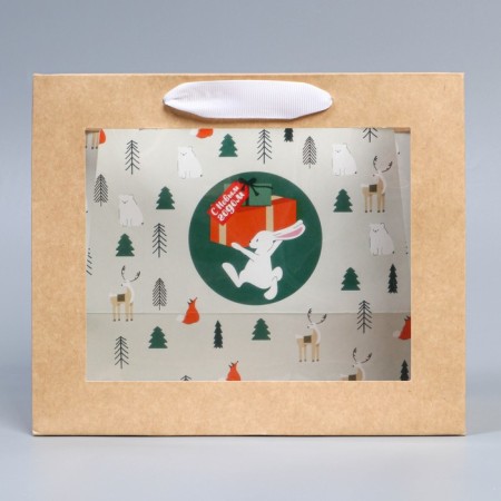 Craftsteet package with a plastic window "Rabbit", 24 x 20 x 11cm, New Year-3